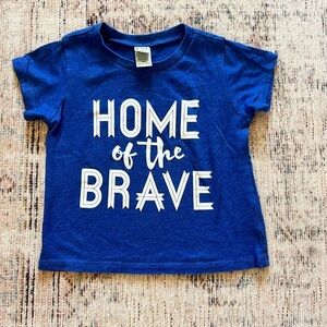 Kavio Blue and White Short Sleeve Tee Home of the Brave